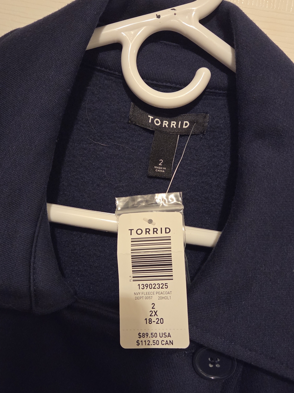 torrid Double-Breasted Navy Peacoat with Button Details - Picture 2 of 3